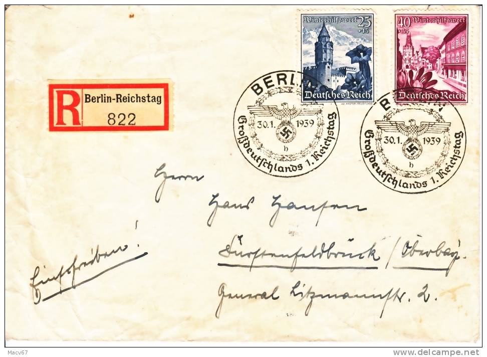 Germany COVER  FIRST  PARLIAMENT  REICHSTAG Cd. - Covers & Documents