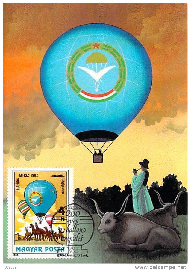 HONGRIE CARTE MAXIMUM NUM.YVERT PA 455 BALLON - Maximumkarten (MC)