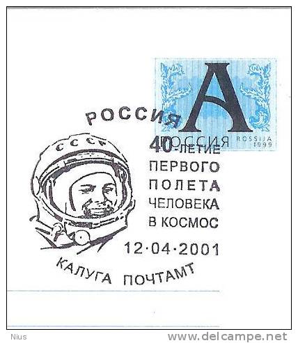 Russia 2001 Gagarin 40 During The First Flight Into Space Cosmos Rocket Kaluga - Other & Unclassified