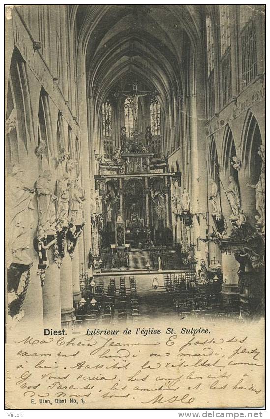 Diest : Intérieur De L'église St. Sulpice  ( Geschreven 1901 Met Taxe Zegel ) - Diest