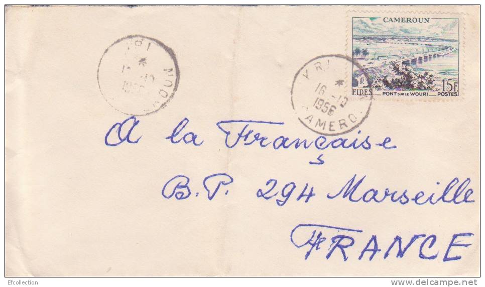 Cameroun Le 16/10/1956 > France,lettre,Colonies,po Nt Sur Le Wouri,15f N°301 - Lettres & Documents