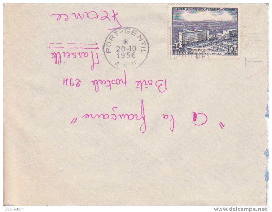 MARCOPHILIE - PORT GENTIL - GABON - 1956 - COLONIES - A.E.F - N°234 - AVION - LETTRE - Autres & Non Classés