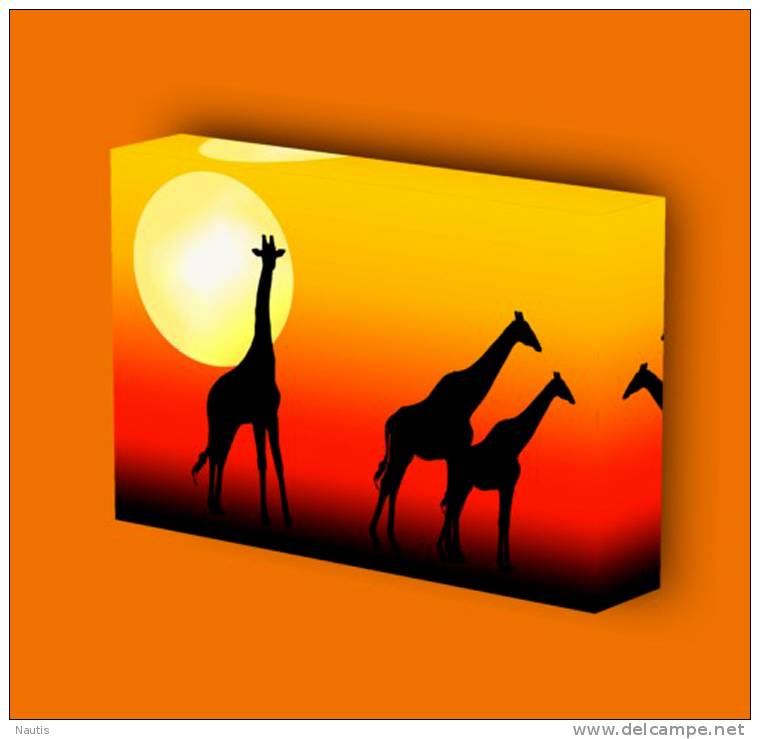 Canvas Art Print On Stretcher Bars, Animal, Giraffe, Savanna, Africa, Sunset - Prints & Engravings