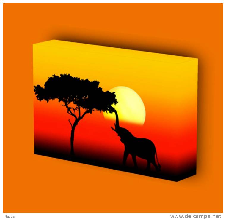 Canvas Art Print On Stretcher Bars, Animal, Elephant, Savanna, Africa, Sunset - Prints & Engravings