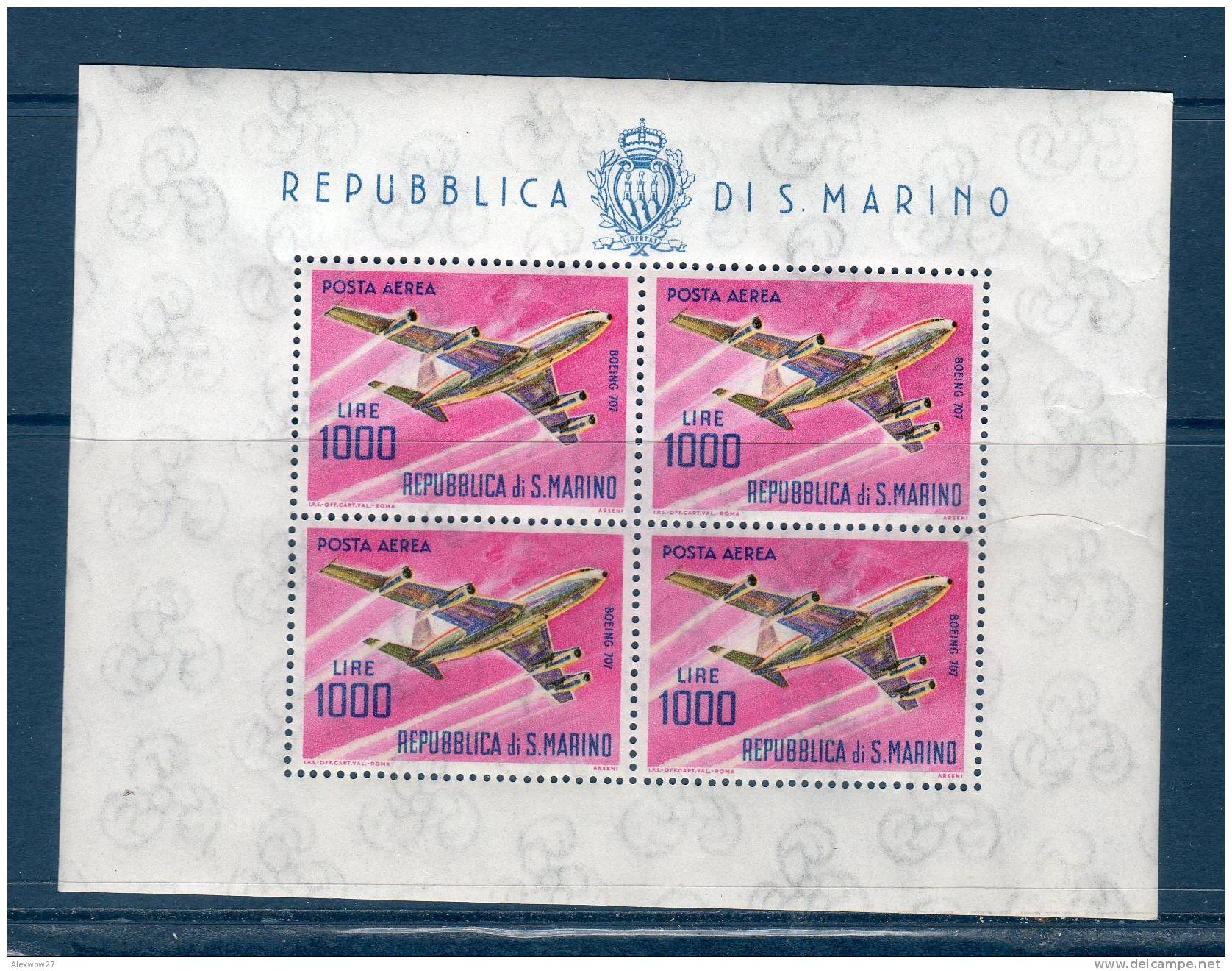 SAN MARINO / SAN MARIN 1964 Foglietto Posta Aerea -- BF 25 ** MNH --MINISHEET - Blocchi & Foglietti