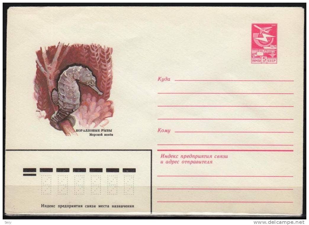 USSR 1984 Postal Stationery Cover Poisson Fish Possons Fishes Pesce Pescado Fisch - Marine Life