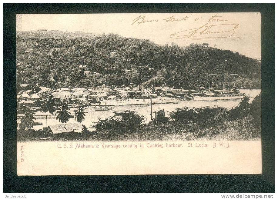 Sainte Lucie - Ste Lucia - CASTRIES - U.S.S. Alabama & Kearsage Coaling In Castries Harbour ( Bateau Port ) - St. Lucia