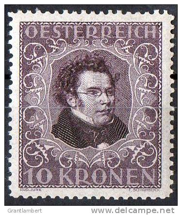 Austria 1922 Musicians - Composers 10 K Scubert MH  SG 522 - - Neufs