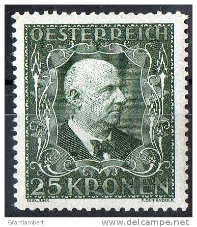 Austria 1922 Musicians - Composers 25 K Bruckner MH  SG 523 - Neufs