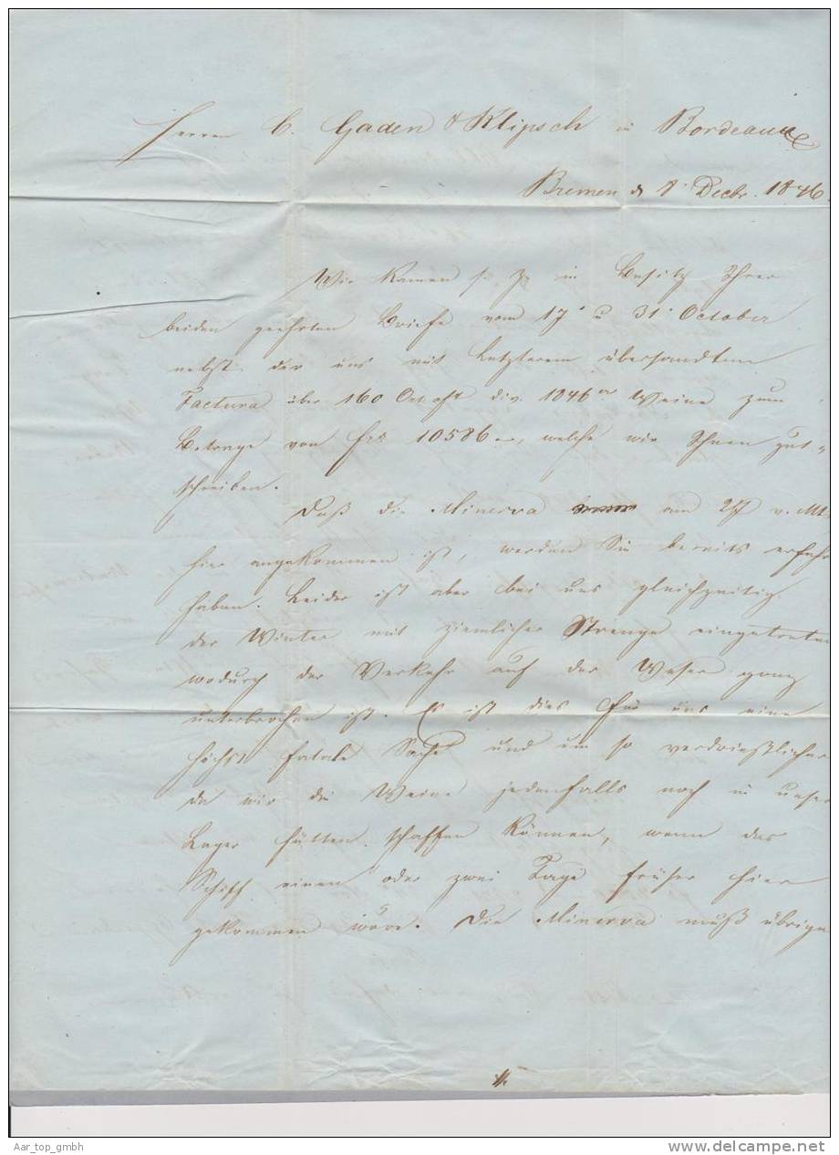 Bremen 1846-12-08 Brief Nach Bordeaux France - [Voorlopers