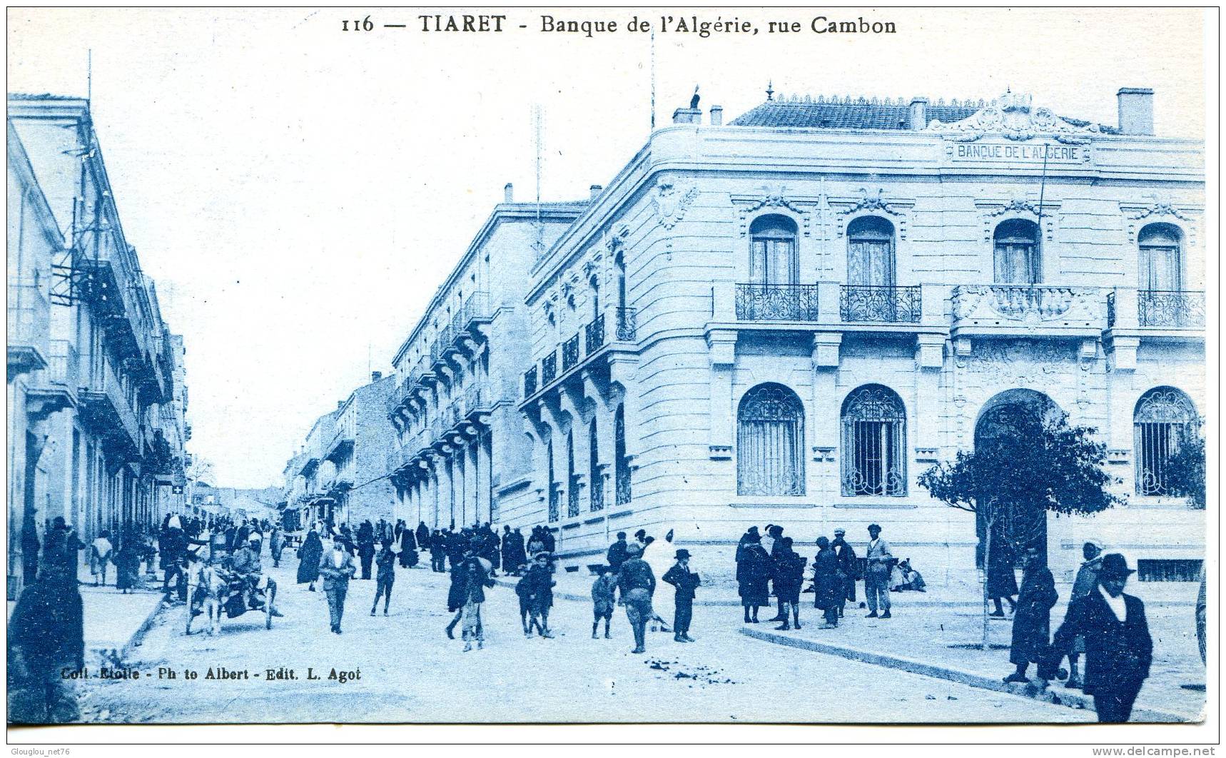 TIARET...BANQUE DE L'ALGERIE,RUE CAMBON.......CPA ANIMEE - Tiaret