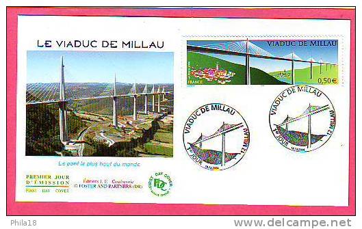 ENVELOPPE  1ER JOUR 14/12/2004 VIADUC DE MILLAU - 2000-2009