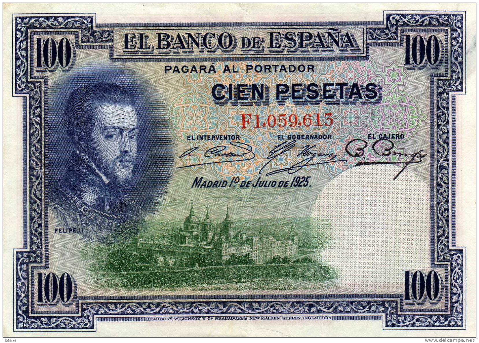 Felipe II  -  Serie F  -  Avec Tres Légère  Pliure Centrale - Pas De Trou D´épingle - 100 Pesetas