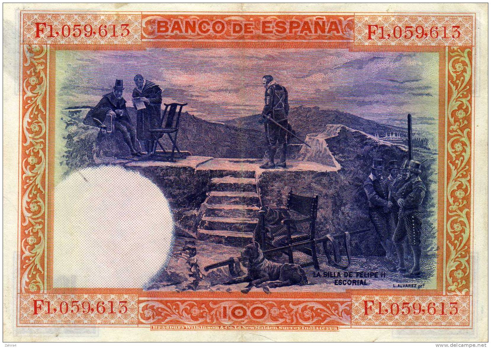 Felipe II  -  Serie F  -  Avec Tres Légère  Pliure Centrale - Pas De Trou D´épingle - 100 Pesetas