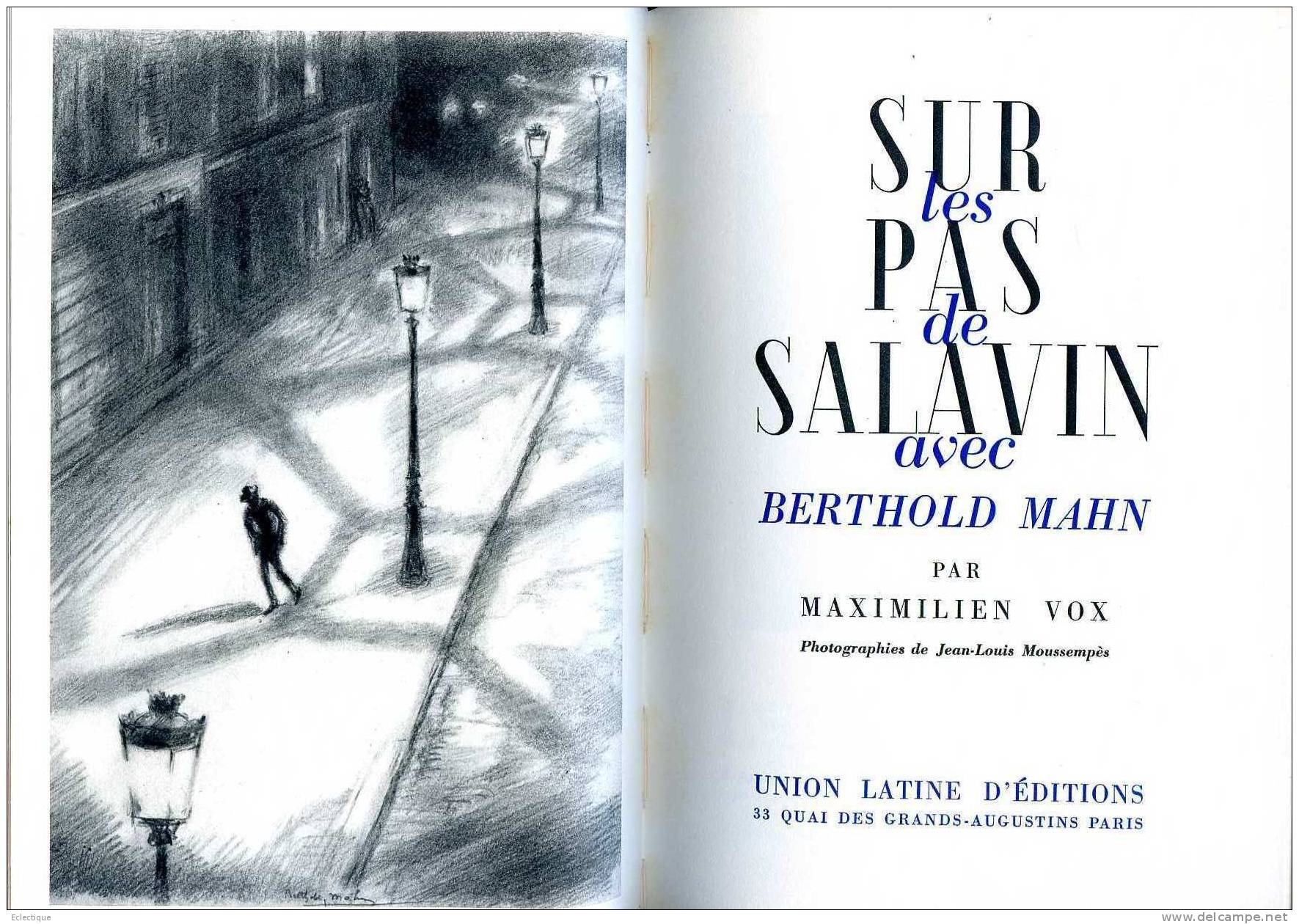 Sur Les Pas De Salavin Avec Berthold MAHN  Par Maximilien VOX, Union Latine D'Editions 1954 - Paris