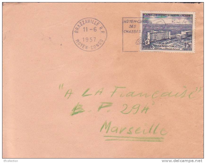 Congo,Brazzaville Le 11/06/1957 > France,lettre Par Avion,Colonies,Moyen Congo Ses Chasses - Cartas & Documentos
