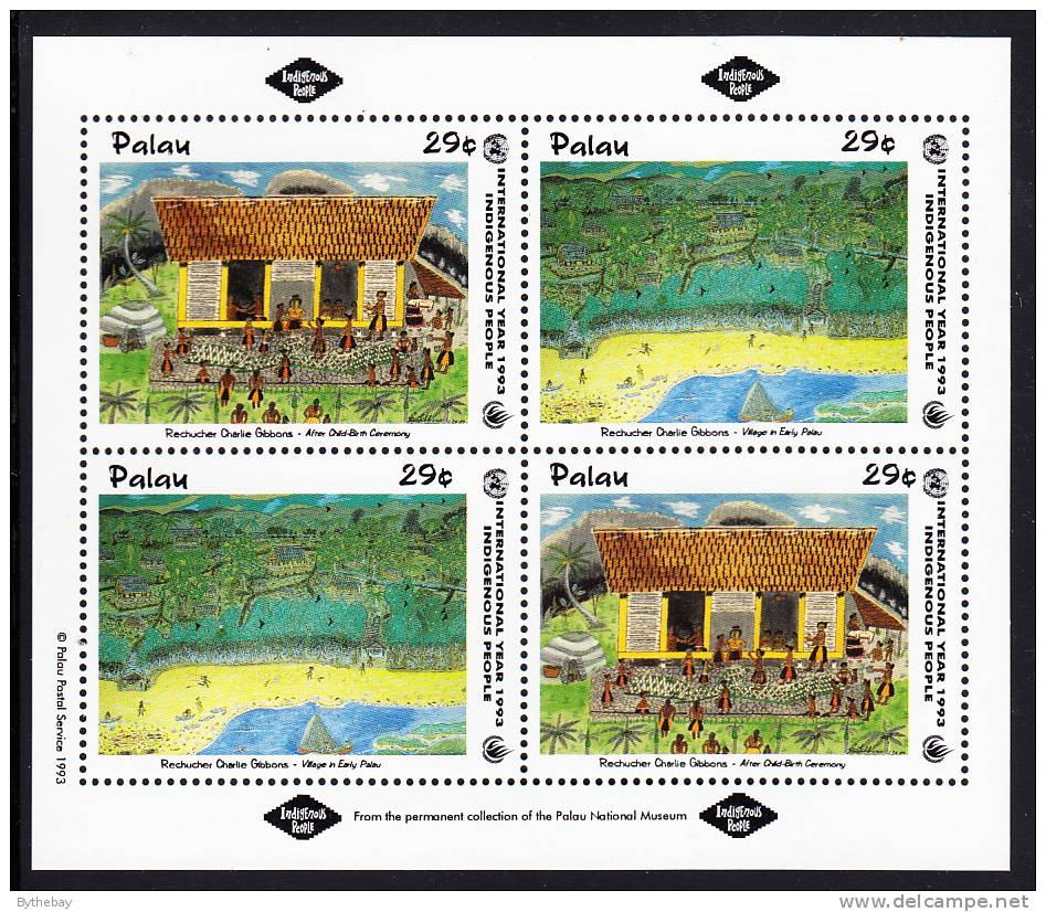 Palau Scott #319 MNH Souvenir Sheet Of 4 29c International Year Of Indigenous Peoples - Palau