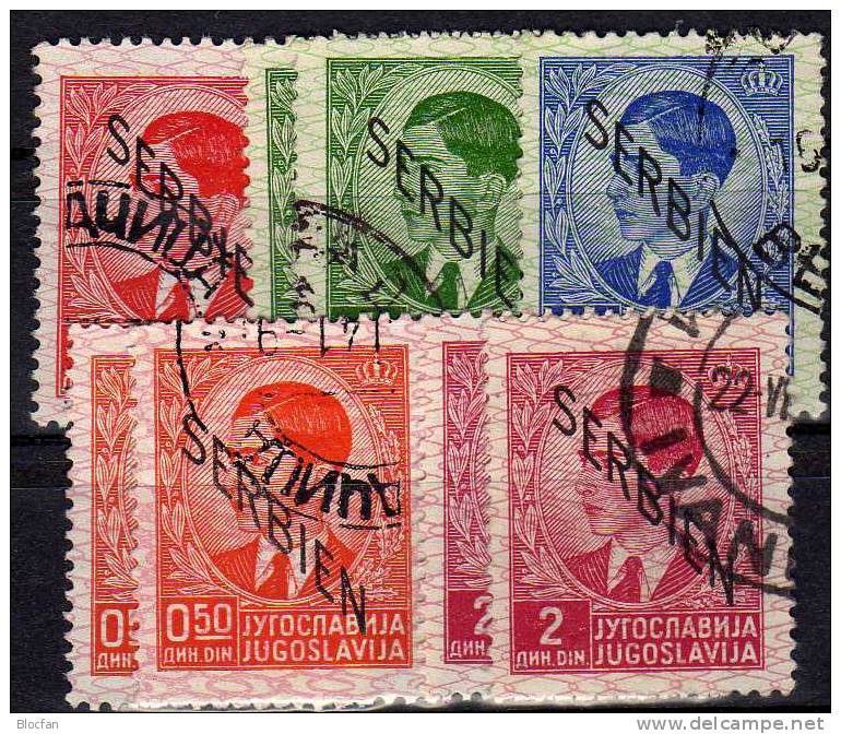 Lot Aus III.Reich 1941 Aufdruck Besetzung In Serbien #2,3,4,5,7 O 43€ Aus Bedarf Deutsches Reich Overprint Of Yugoslavia - Vrac (max 999 Timbres)