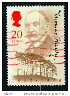 Great Britain 1990 20p Thomas Hardy Issue #1326  Red Cancel - Unclassified