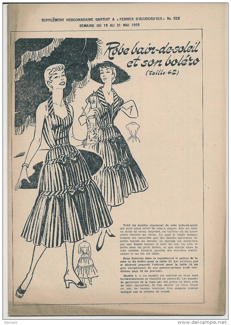 Femmes D´aujourd´hui N° 524 Du 15-21/05/ 1955 Interview De Mme ARBEAU BONNEFOY Et Charles AZNAVOUR. - Mode