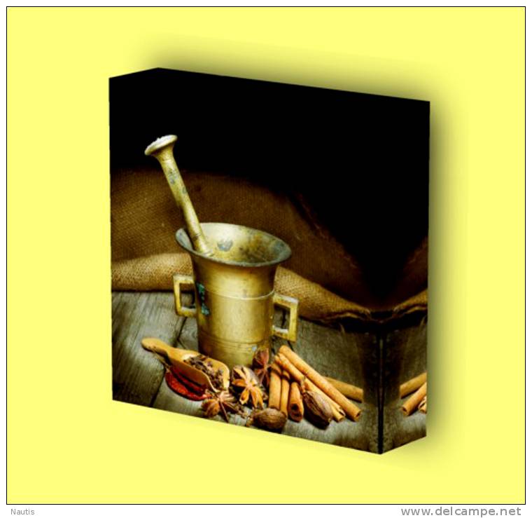 Canvas Art Print On Stretcher Bars, Kitchen, Spices, Mortar, Cinnamon - Prints & Engravings