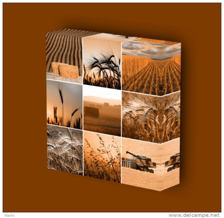 Canvas Art Print On Stretcher Bars, Mosaic, Harvest, Grain, Wheat - Prints & Engravings