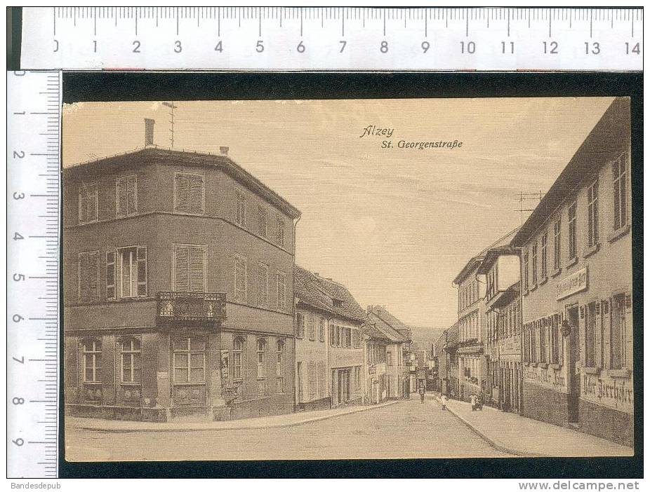 Alzey Georgenstrasse Rue Georges Jolie Carte Tramée Eduard Gerlach Buchhandlung Alzey - Alzey