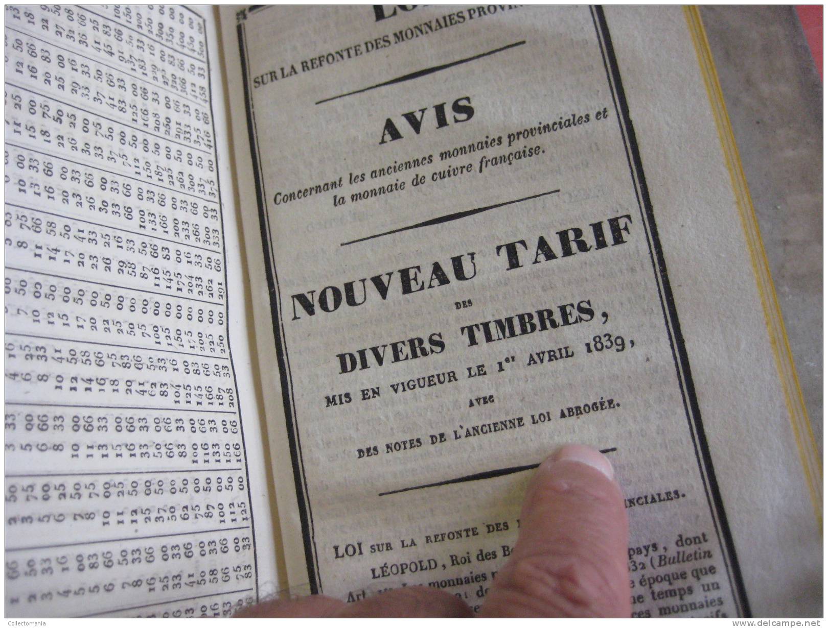 1838 Tarif Général, Anciens Monaies Provenciales :  Luxembourg Hollande Brabant , Munten Rampelbergh Zeer Goede Staat - 1801-1900