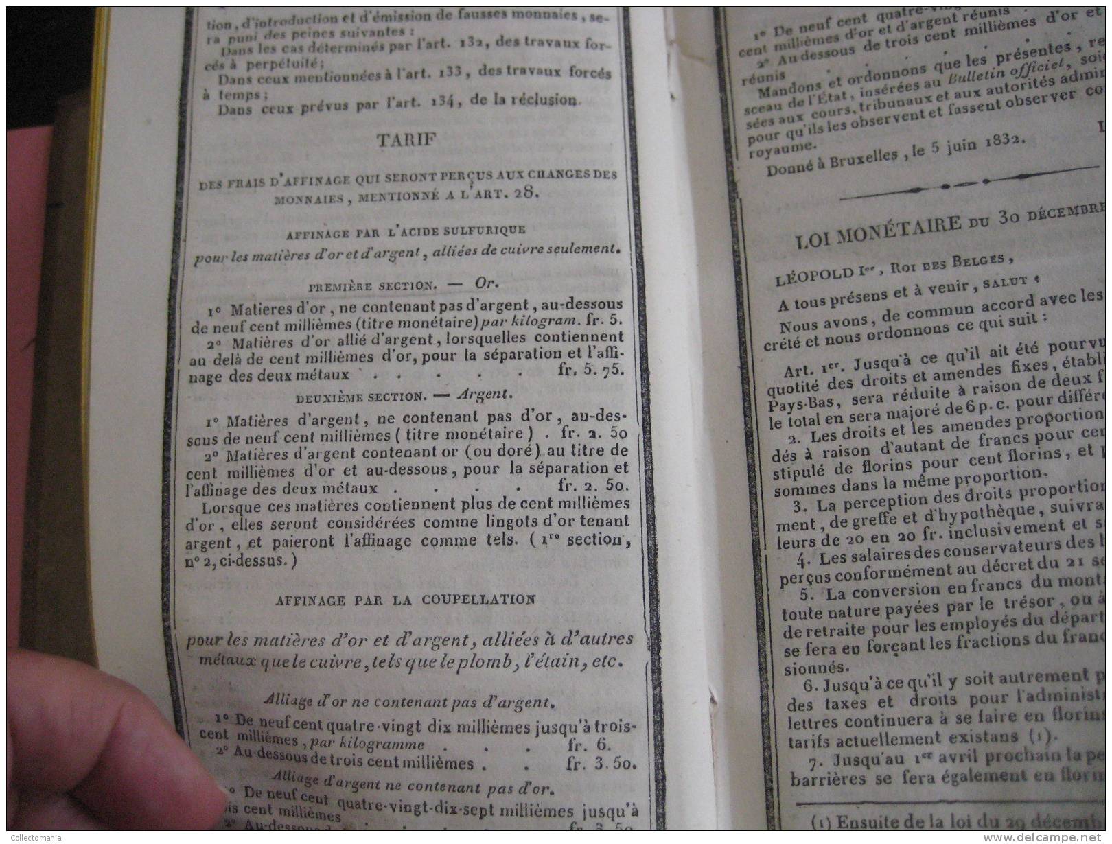 1838 Tarif général, anciens monaies provenciales :  Luxembourg Hollande Brabant , munten Rampelbergh zeer goede staat