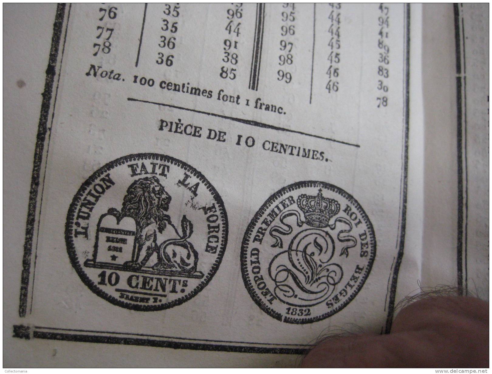 1838 Tarif général, anciens monaies provenciales :  Luxembourg Hollande Brabant , munten Rampelbergh zeer goede staat