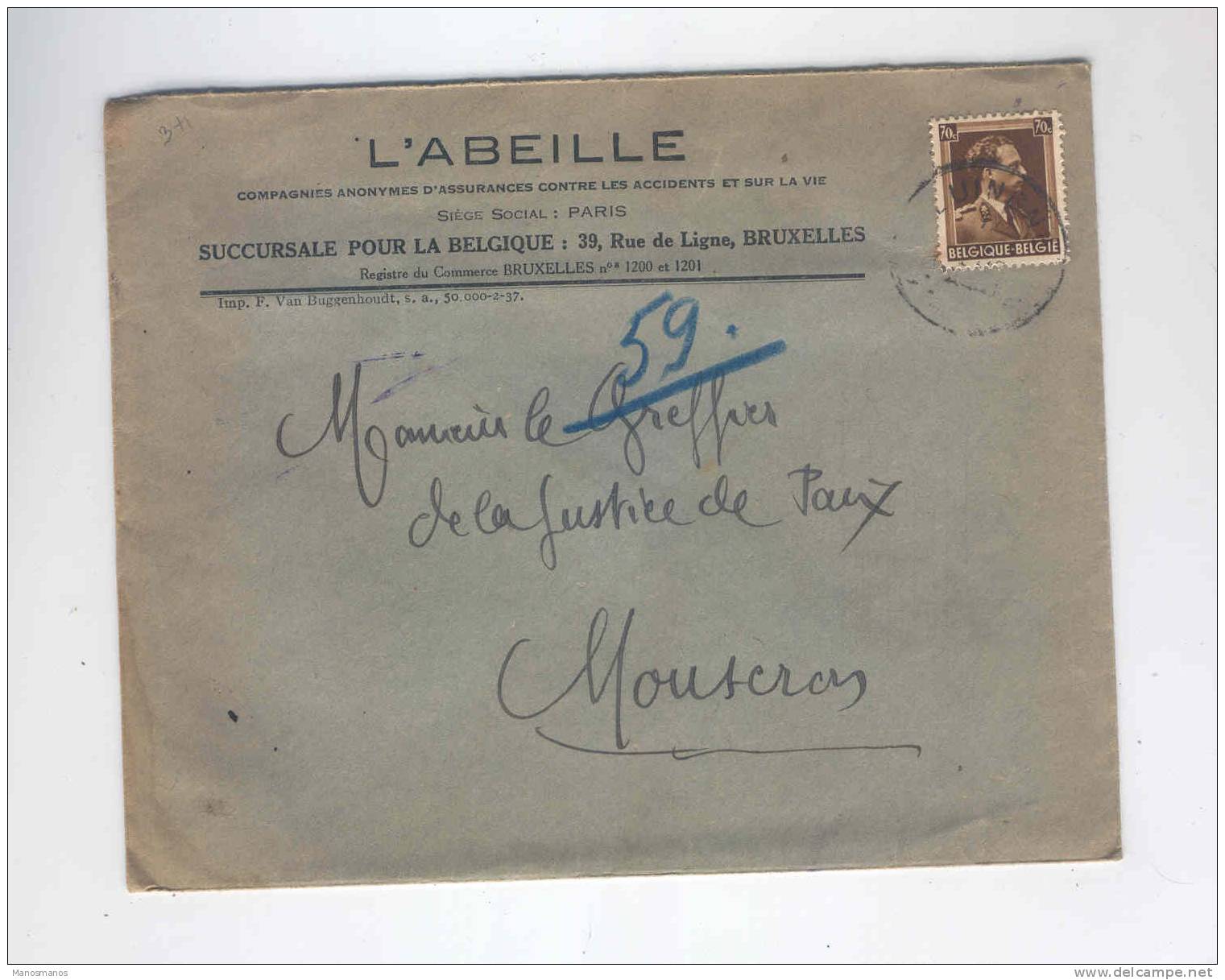 793/17 -  BELGIQUE ABEILLES - Lettre + Contenu LUINGNE 1927 - Entete Et Cachet Assurances L´Abeille - Abeilles