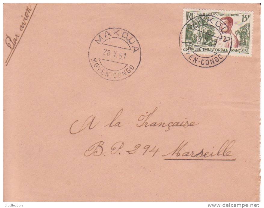 Congo,Makoua Le 28/10/1957 > France,colonies,lettre,li Eutenant Gouverneur Cureau,15f N°230 - Cartas & Documentos