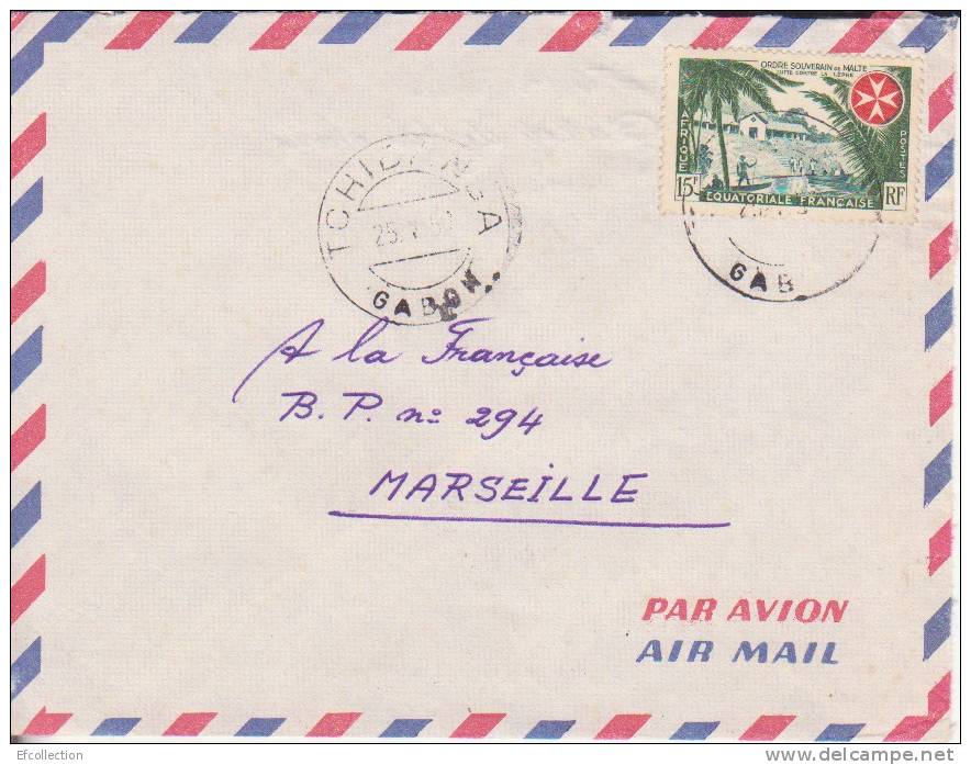 MARCOPHILIE - TCHIBANGA - GABON - 1957 - COLONIES - A.E.F - N°237 - AVION - LETTRE - Autres & Non Classés