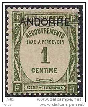 Andorra Andorre 1932 Taxe 1c Oliv, Mi 9, MH(*) - Unused Stamps