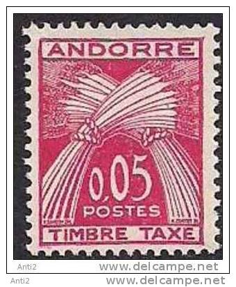 Andorra Andorre 1961 Timbre Taxe Fr 0.10 Carmine, Mi 42, MH(**) - Ungebraucht