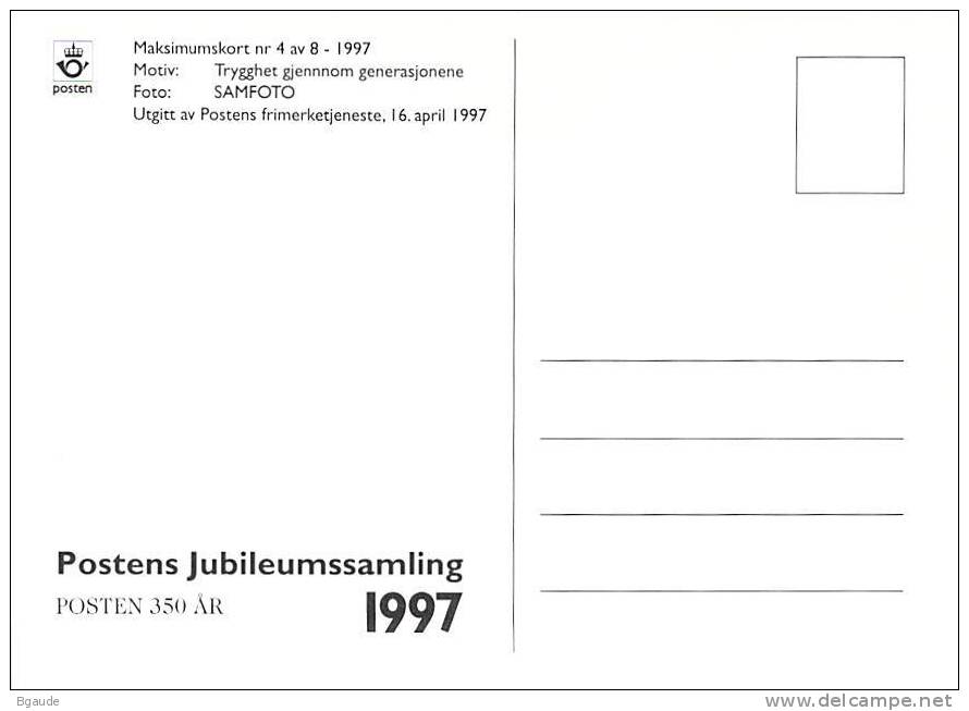 NORVEGE  CARTE MAXIMUM  NUM.YVERT  1206 350 ANS DE LA POSTE NORVEGIENNE - Cartoline Maximum