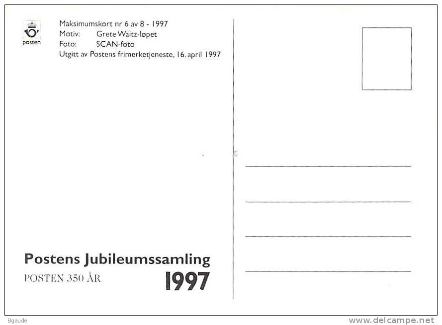 NORVEGE  CARTE MAXIMUM  NUM.YVERT 1208 350 ANS DE LA POSTE NORVEGIENNE - Maximum Cards & Covers