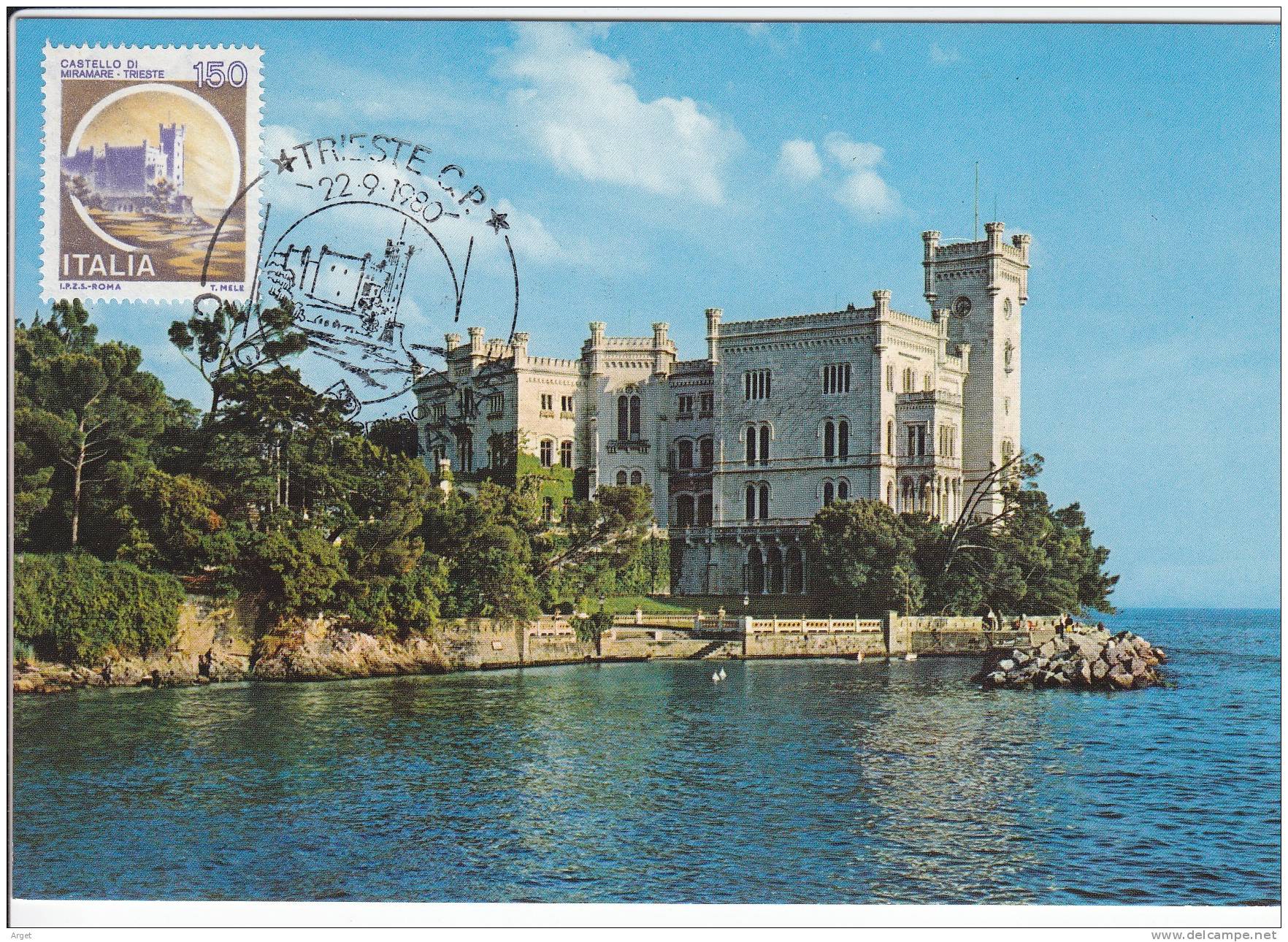 Carte-Maximum ITALIE N°Yvert 1442 (TRIESTE - Château Miramare) Obl Sp Ill 1er Jour - Maximum Cards