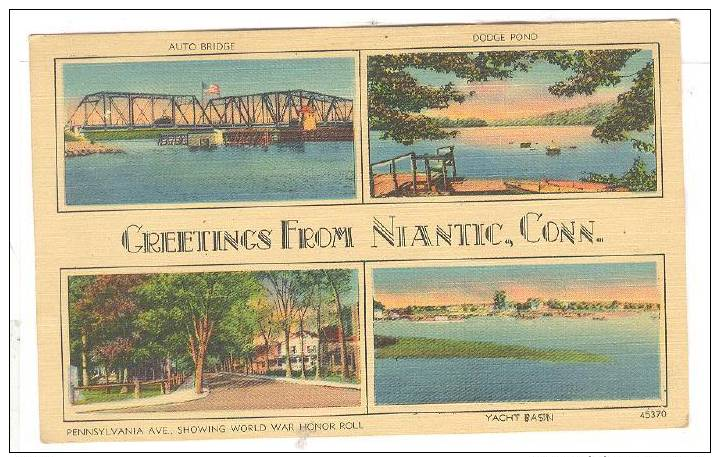 Auto Bridge, Dodge Pond, Yacht Basin, And Pennsylvania Ave., Niantic, Connecticut, 1930-40s - Other & Unclassified