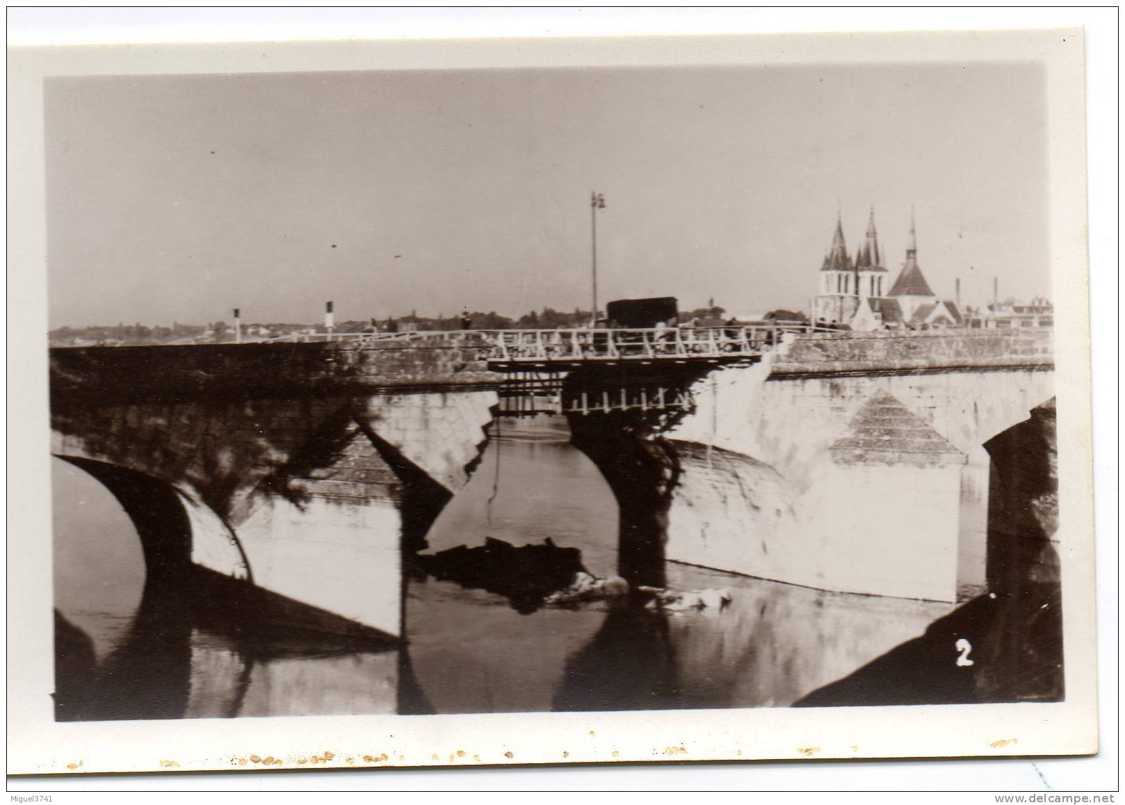 PHOTO DE BLOIS EN JUIN 1940 .LE PONT DE BLOIS - Guerra, Militari