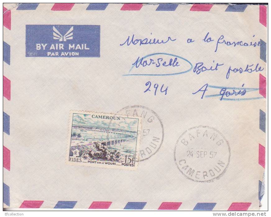 Cameroun,Bafang Le 24/09/1957 > France,colonies,lettre,po Nt Sur Le Wouri à Douala,15f N°301 - Lettres & Documents