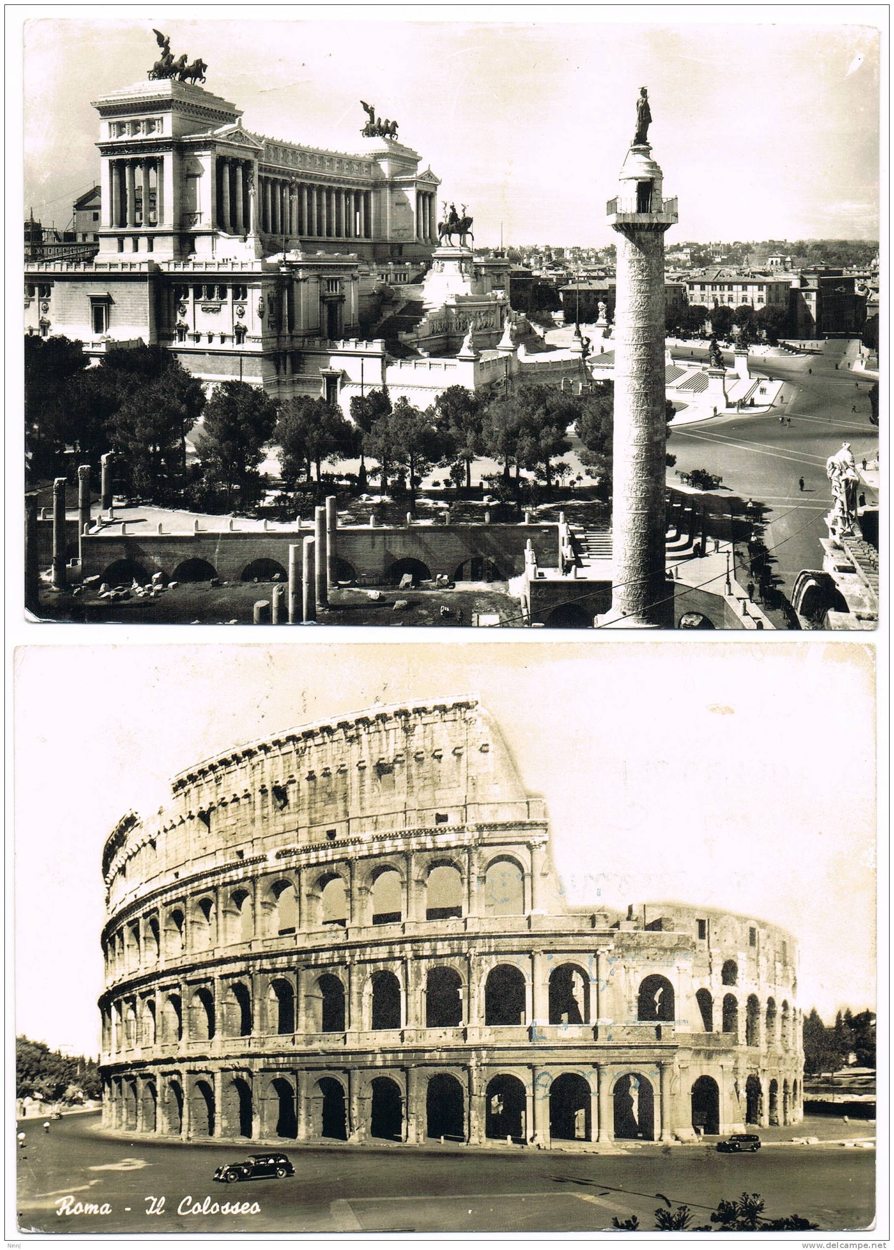 Italia Roma  Il Colosseo/ Altare Della Patria Annullo Speciale  Lotto Di 2 Cartoline B/n Animate 1961/ 1965 Ed.SAF N°13 - Altare Della Patria