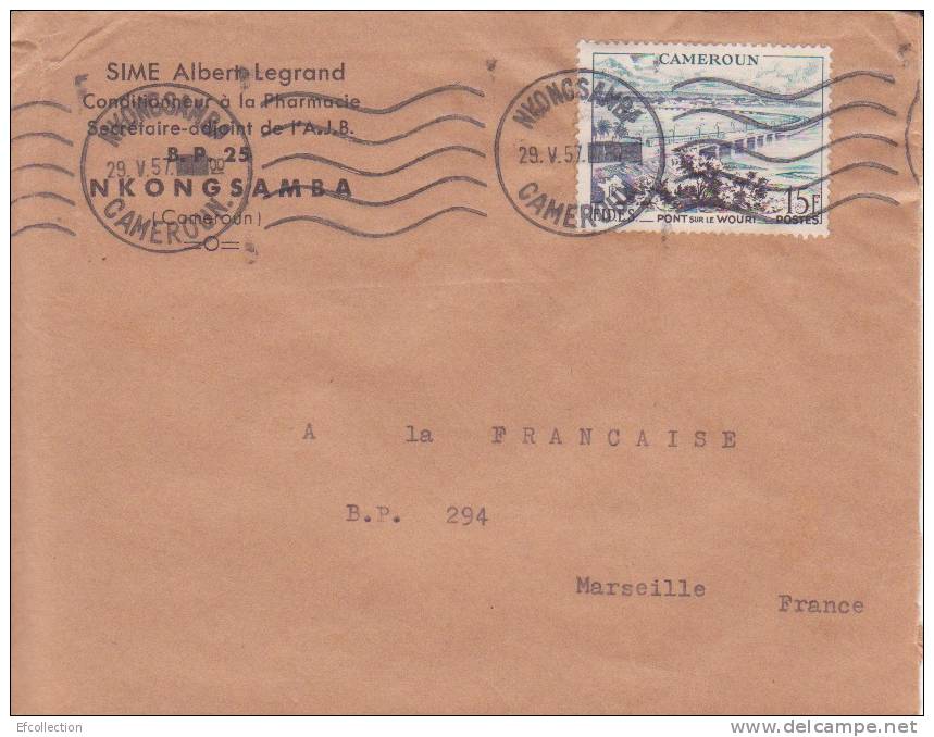 Cameroun,Mkongsamba Le 29/05/1957 > France,colonies,lettre,po Nt Sur Le Wouri à Douala,15f N°301 - Lettres & Documents