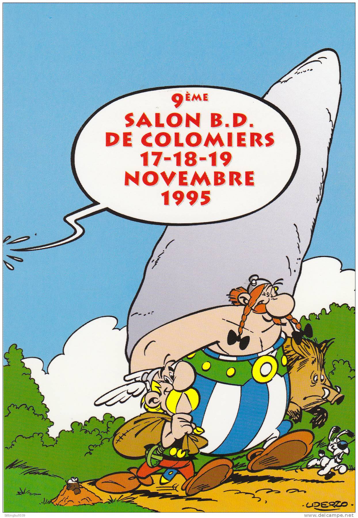 ASTERIX, Obélix Et Idéfix. Carte Pour Le 9e Salon BD De COLOMIERS 1995. épuisée !. Les Ed. Albert René / GOSCINNY-UDERZO - Advertisement