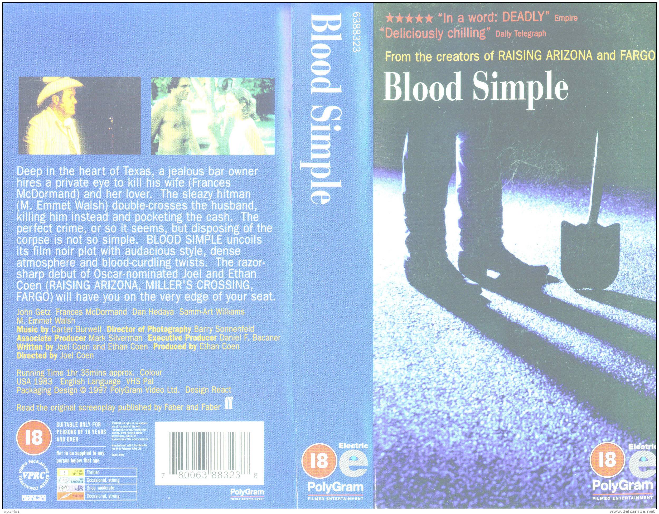 BLOOD SIMPLE - John Getz (For Full Details See Scan) - Horreur