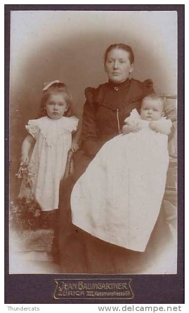 PHOTO CDV CARTE DE VISITE ** FEMME ENFANT BEBE  **  LADY CHILD BABY ** BAUMGARTNER ZURICH - Oud (voor 1900)