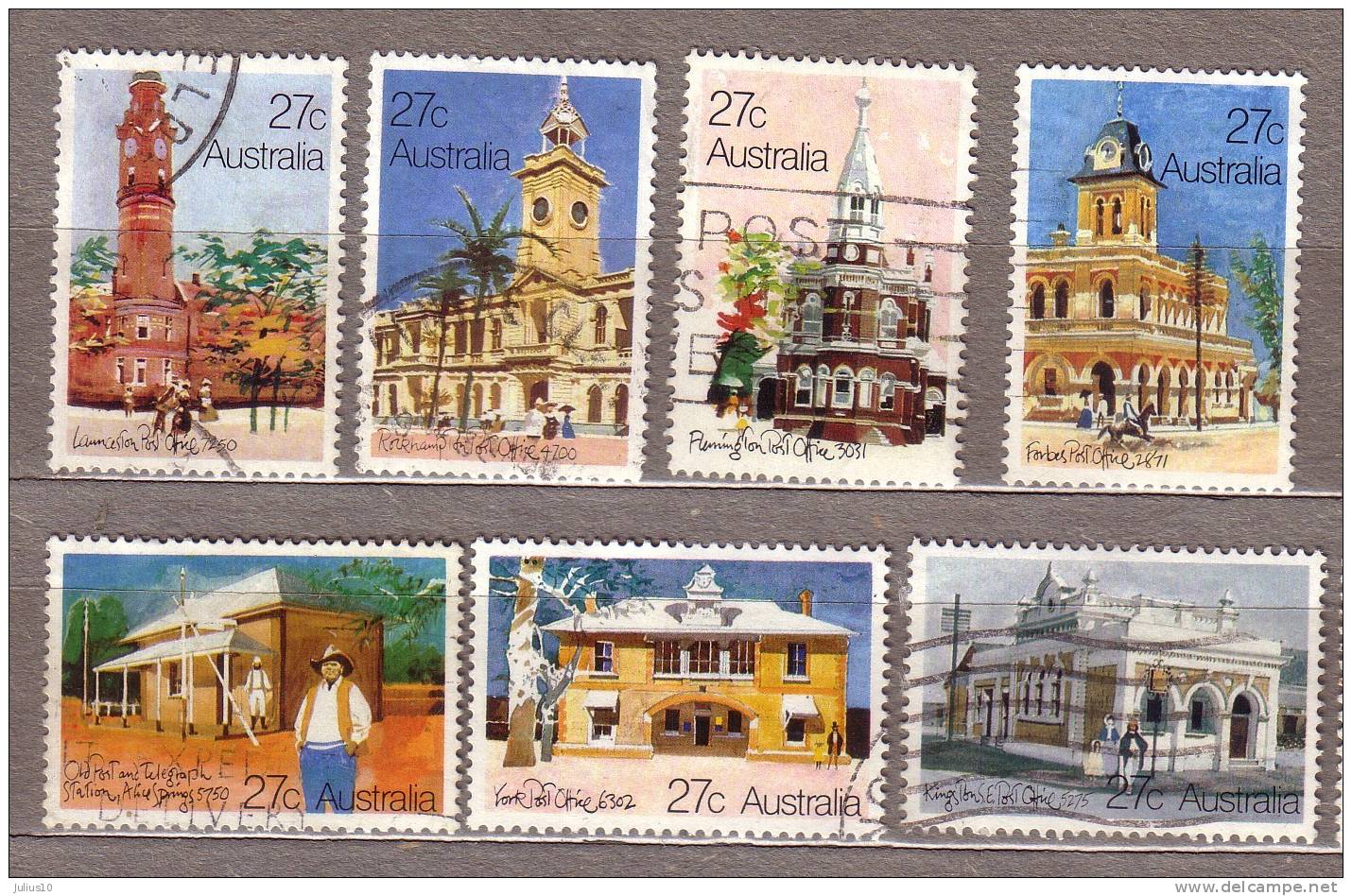 AUSTRALIA 1982 Used Gestempelt Oblitere Post Office Architecture Complete Set Mi 795-801 Hinged #9527 - Oblitérés