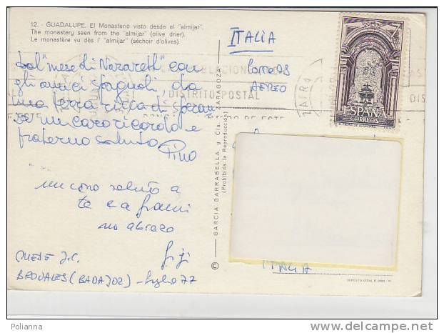 PO8579A# SPAGNA - BADAJOZ - GUADALUPE - EL MONASTERIO - FRATI  VG 1977 - Badajoz