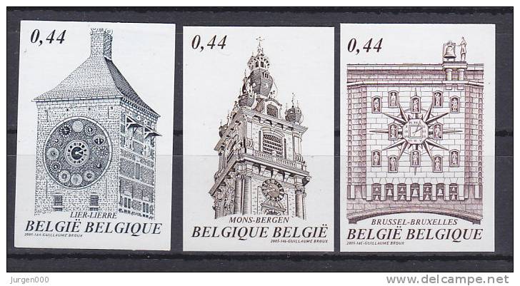 België, Nr 3396/3398 **, Ongetand-non Dentelee (B006) - Horloges