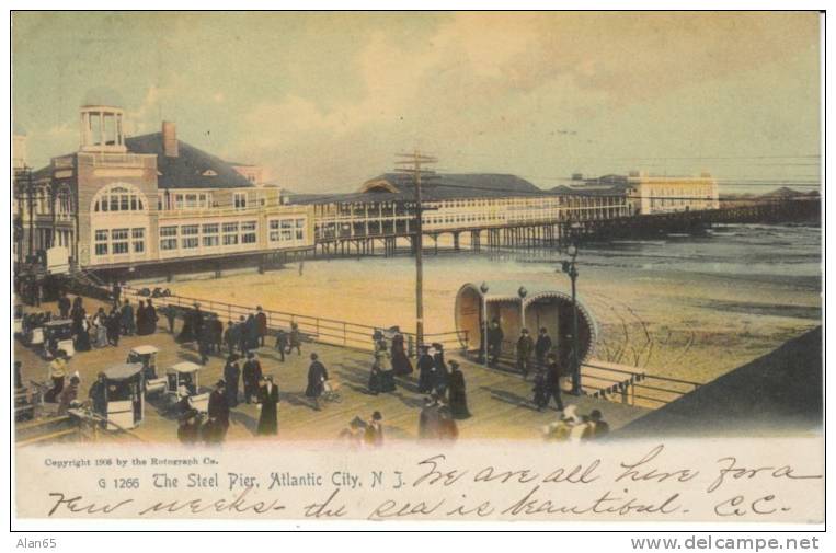 Atlantic City NJ New Jersey, Steel Pier, C1900s Vintage Postcard - Atlantic City